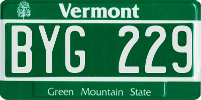 VT license plate BYG229