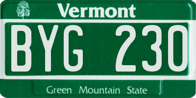 VT license plate BYG230