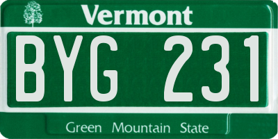 VT license plate BYG231