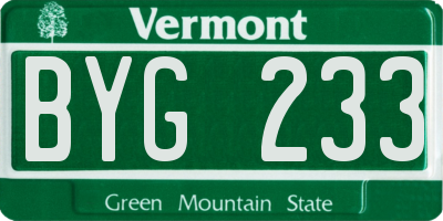 VT license plate BYG233