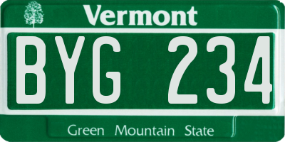 VT license plate BYG234