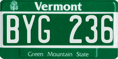 VT license plate BYG236