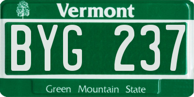 VT license plate BYG237
