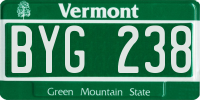 VT license plate BYG238