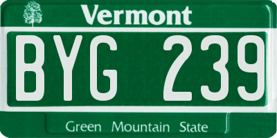 VT license plate BYG239