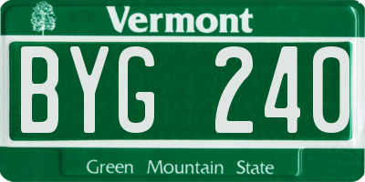 VT license plate BYG240
