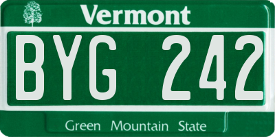 VT license plate BYG242