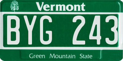 VT license plate BYG243