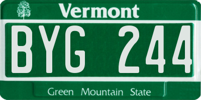 VT license plate BYG244