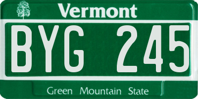 VT license plate BYG245