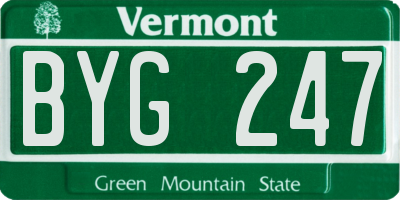 VT license plate BYG247