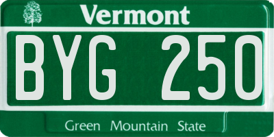VT license plate BYG250