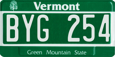 VT license plate BYG254