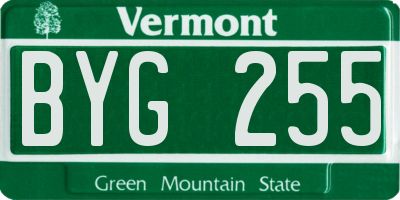 VT license plate BYG255