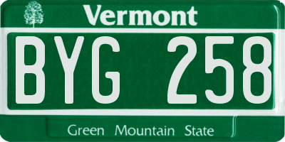 VT license plate BYG258