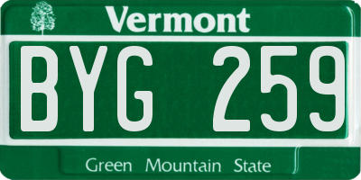 VT license plate BYG259