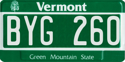 VT license plate BYG260