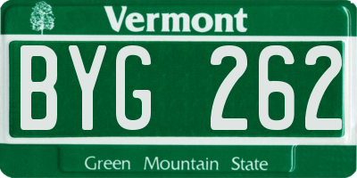 VT license plate BYG262