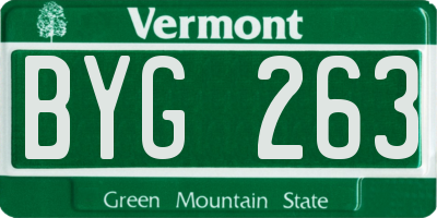 VT license plate BYG263