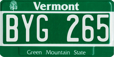 VT license plate BYG265