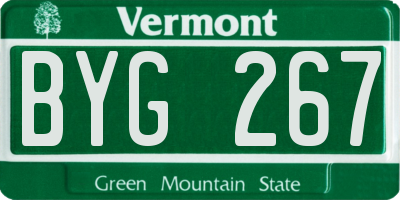 VT license plate BYG267