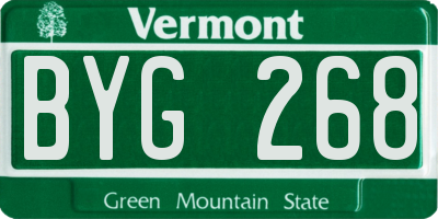 VT license plate BYG268
