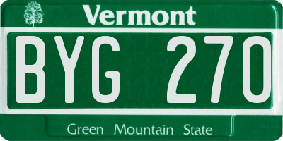 VT license plate BYG270