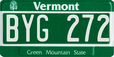 VT license plate BYG272