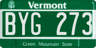 VT license plate BYG273