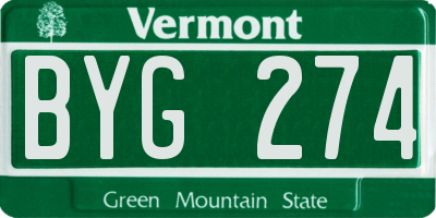 VT license plate BYG274