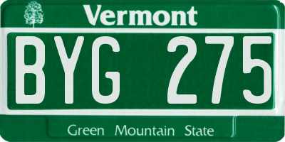 VT license plate BYG275