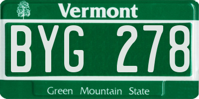 VT license plate BYG278