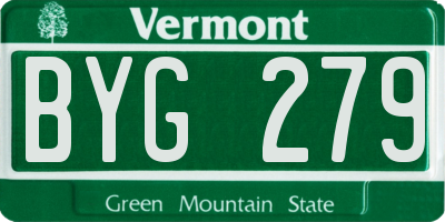 VT license plate BYG279