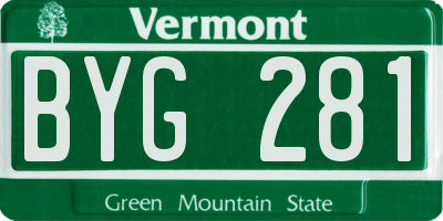 VT license plate BYG281