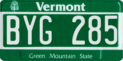 VT license plate BYG285