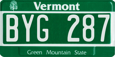 VT license plate BYG287