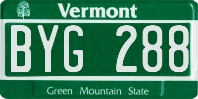 VT license plate BYG288