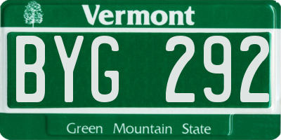 VT license plate BYG292