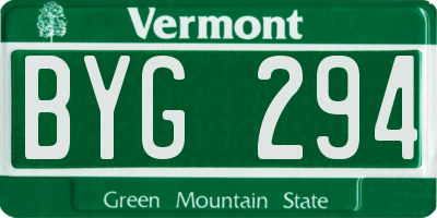 VT license plate BYG294