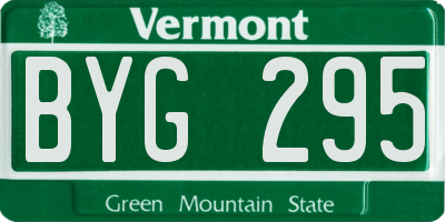 VT license plate BYG295