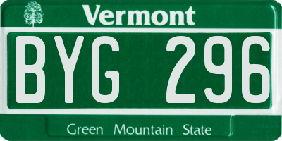 VT license plate BYG296