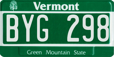VT license plate BYG298