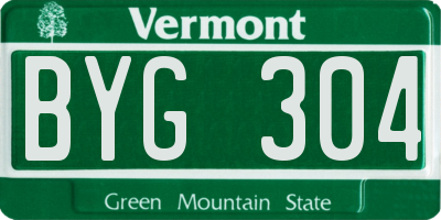 VT license plate BYG304
