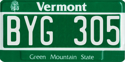 VT license plate BYG305