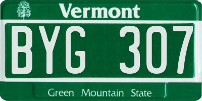 VT license plate BYG307