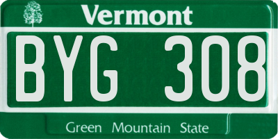 VT license plate BYG308