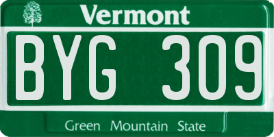 VT license plate BYG309