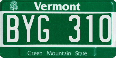 VT license plate BYG310