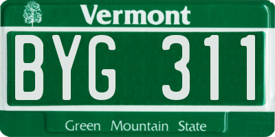 VT license plate BYG311