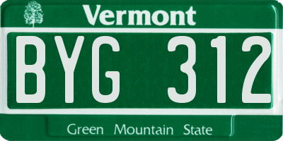 VT license plate BYG312